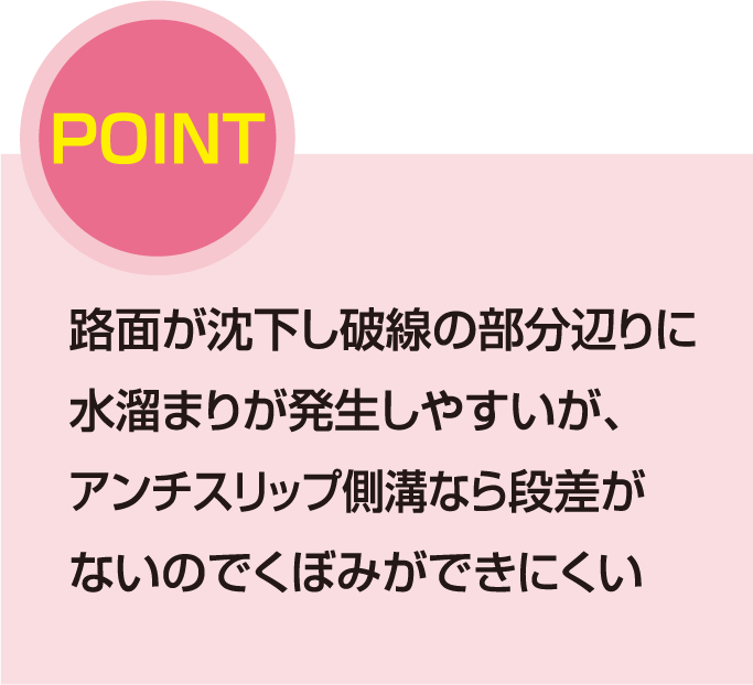 くぼみができにくい構造
