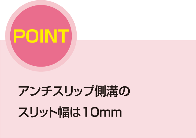 アンチスリップ側溝のスリット幅は10mm