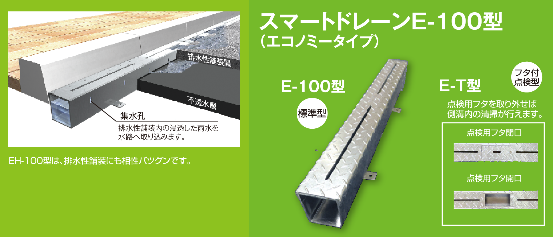 スマートドレーン E-100型・E-T型ラインナップ