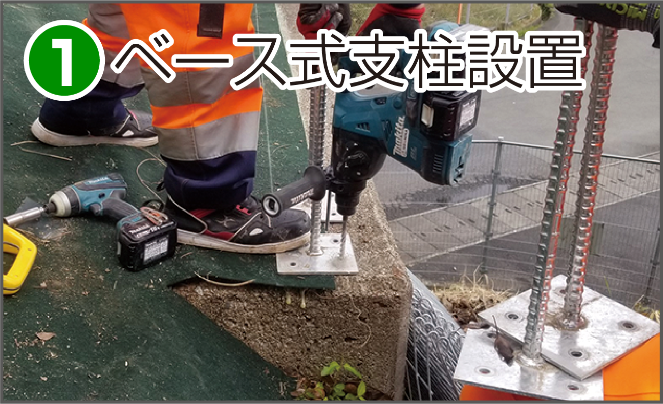 施工方法1 ベース式支柱設置